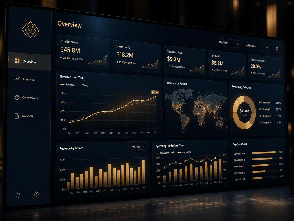 Business operations information presented on a connected display