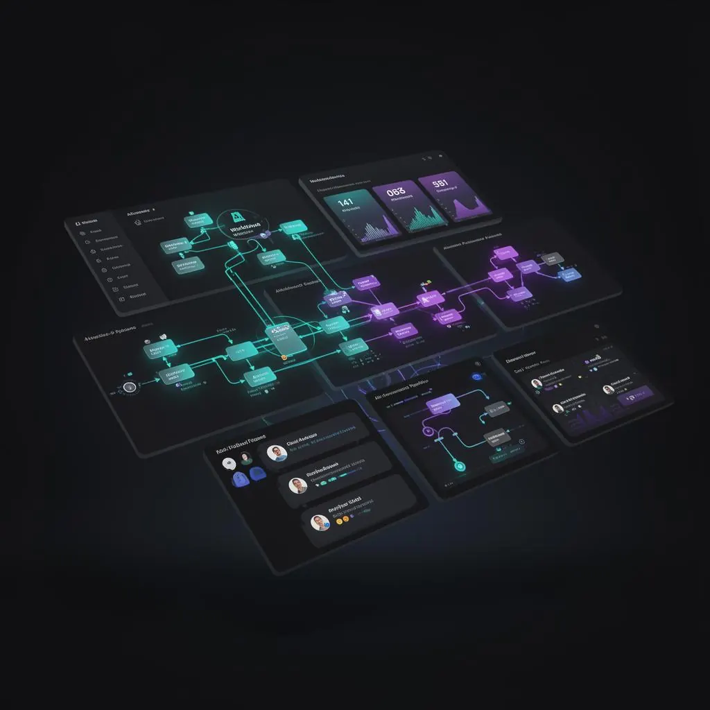 AI automation services — analytics and workflow automation dashboard with AI agents and live data